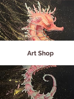 Button with seahorse by Margo Murashko leading to the webshop of atkinsky